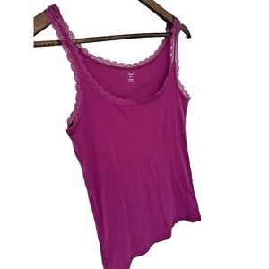 Gap Tank Top Womens Medium Purple Lace Trim Scoop Neck Sleeveless 90s Y2K layers
